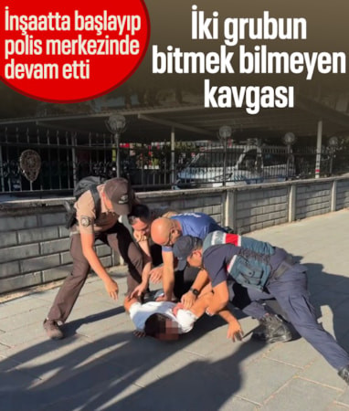 Bolu'daki kavga inşaatta başladı: Polis merkezi önünde devam etti