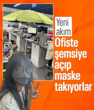 Beyaz yakalıların yeni akımı: Ofiste şemsiye açıp, maske takıyorlar