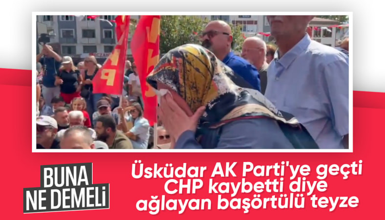 Üsküdar Belediyesi, AK Parti'ye geçince başörtülü kadın gözyaşlarını tutamadı