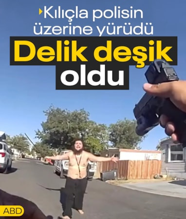 ABD'de kılıçla polisin üzerine yürüdü: Ateş açılarak durduruldu