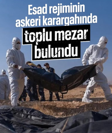 Suriye'de devrik Esad rejiminin askeri karargahında toplu mezar bulundu