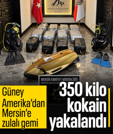 Mersin Limanı'ndaki Güney Amerika'dan gelen gemide 350 kilogram kokain ele geçirildi
