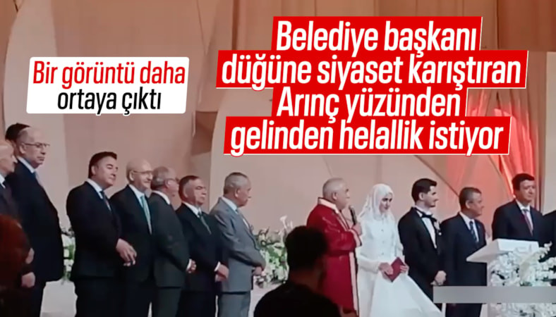 Davutoğlu'nun oğlunun düğününe siyaset karıştı: Belediye başkanı, gelinden helallik aldı