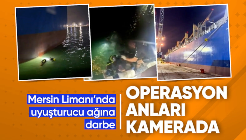 Mersin Limanı'nda uyuşturucu taşıyan gemiye operasyon: Görüntüler paylaşıldı