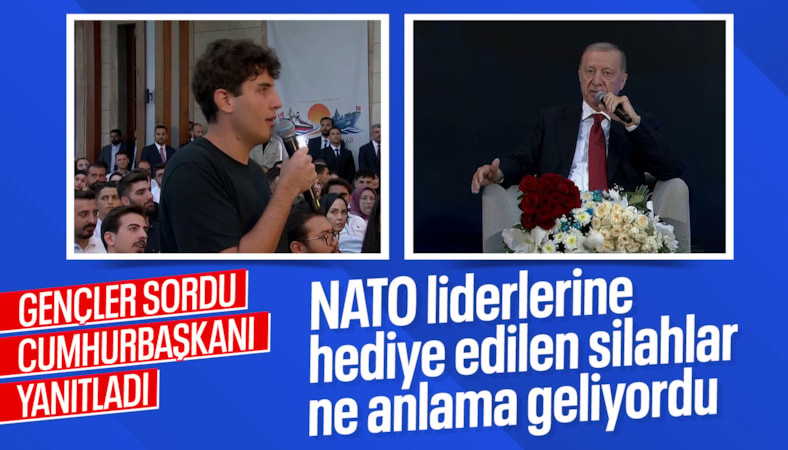Gençler Cumhurbaşkanı Erdoğan'a NATO Zirvesi'nde hediye edilen silahları sordu