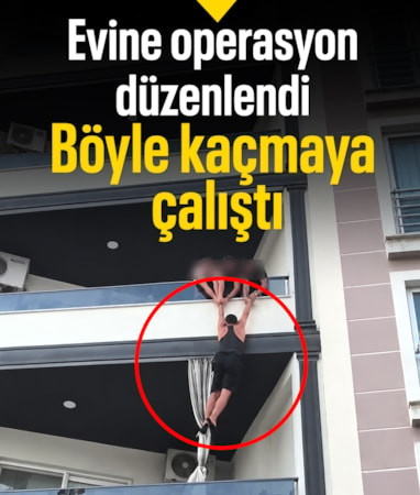 Hatay'da polis baskınından kaçmaya çalışan şahıs kamerada