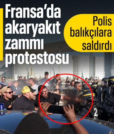 Fransa'da akaryakıt zammını protesto eden balıkçılara polisten biber gazlı müdahale