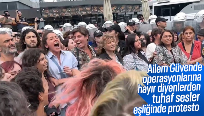 Çağlayan Adliyesi'nde toplanan LGBT'li grup garip sesler çıkardı