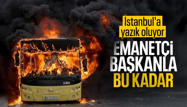 Bakırköy’de seyir halindeki İETT otobüsü alev alev yandı