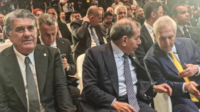 Üç büyüklerin başkanları süper kupa lansmanında buluştu: Aziz Yıldırım ve Dursun Özbek sohbet etti...