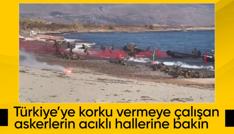 Yunan ordusunun çıkarma tatbikatında askerler denize düştü