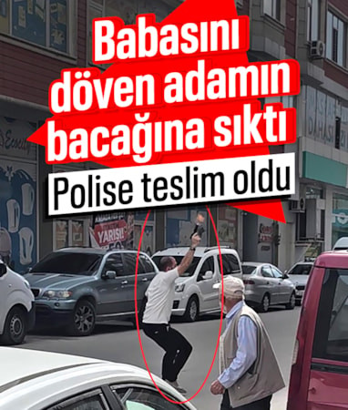 Erzurum'da babasını darbeden kişiyi tabancayla bacağından yaraladı: O anlar kamerada