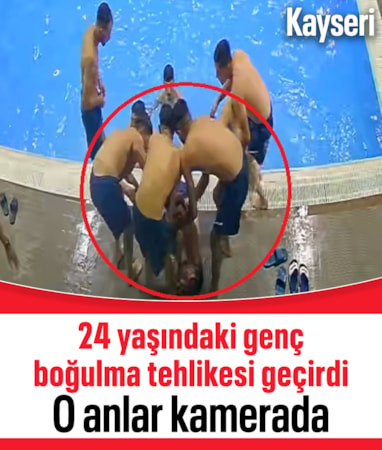 Kayseri'de gencin boğulma tehlikesi geçirdiği anlar kamerada