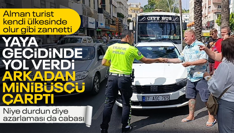 Antalya'da kazada haklı olduklarını anlatamayan turistlere vatandaşlar sahip çıktı