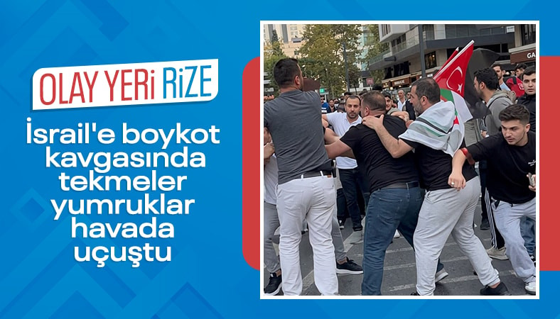 Rize’de boykot için İsrail markası önünde nöbet tutan vatandaşlar saldırıya uğradı