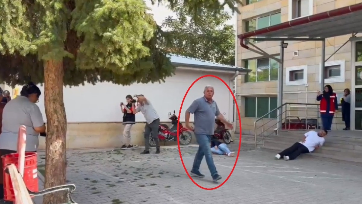 Kayseri'de hastanedeki tatbikatı gerçek sanan muhtarın o anları kamerada