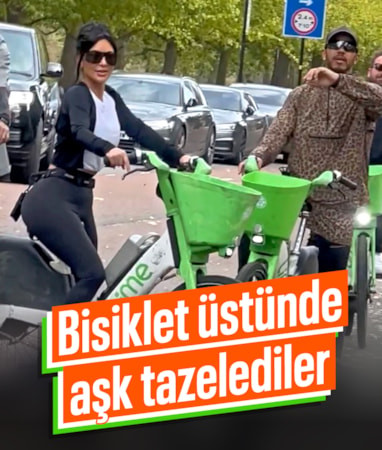 Kim Kardashian ve Lewis Hamilton'ın bisiklet keyfi