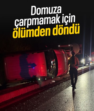 Aydın'da domuza çarpmamak için manevra yapan araç takla attı