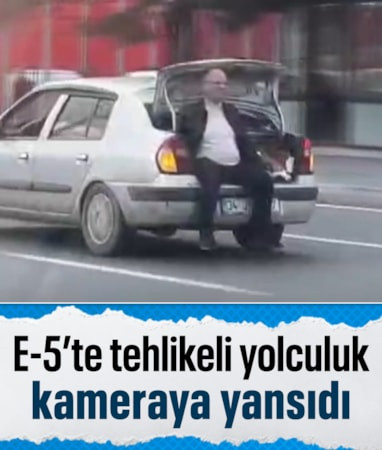 İstanbul Avcılar'da otomobilin açık bagajında tehlikeli yolculuk