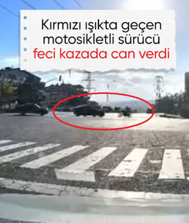 Ankara’da motosiklet sürücüsünün can verdiği feci kaza araç kamerasında