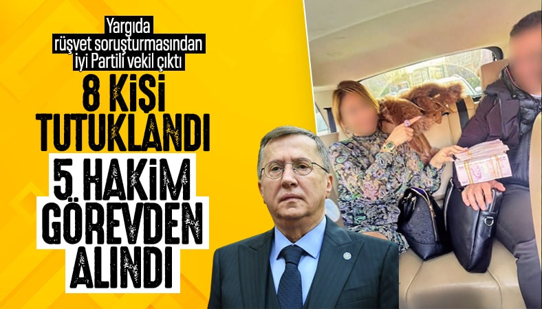 Yargıda rüşvet soruşturması genişliyor: 8 kişi tutuklandı ve 5 hâkim görevinden alındı