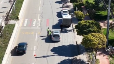 Kırıkkale'de denetimi görünce yer değiştiren sürücü drona yakalandı