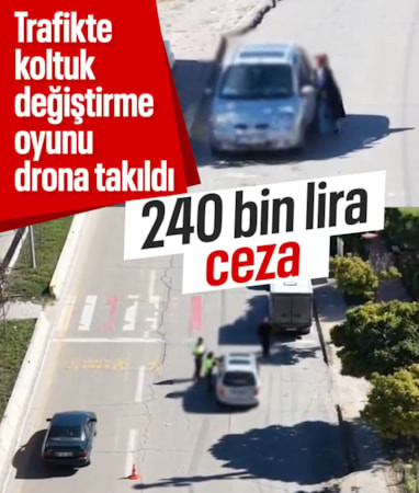Kırıkkale'de denetimi görünce yer değiştiren sürücü drona yakalandı