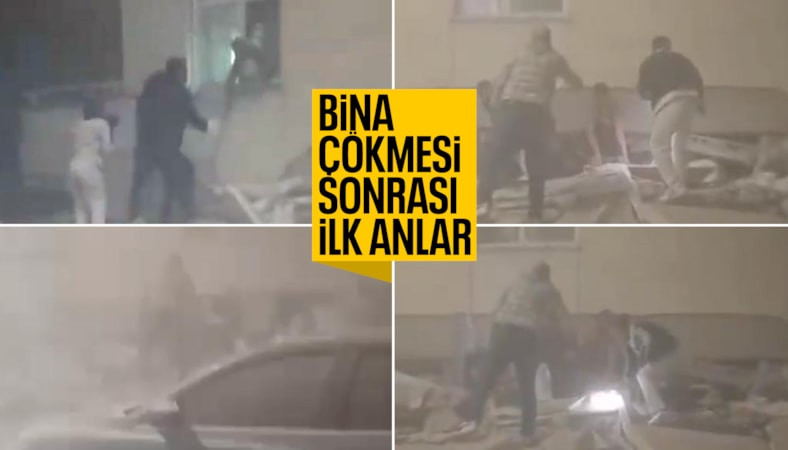 İstanbul'da 7 katlı bina çöktü: Facianın ilk dakikaları kamerada