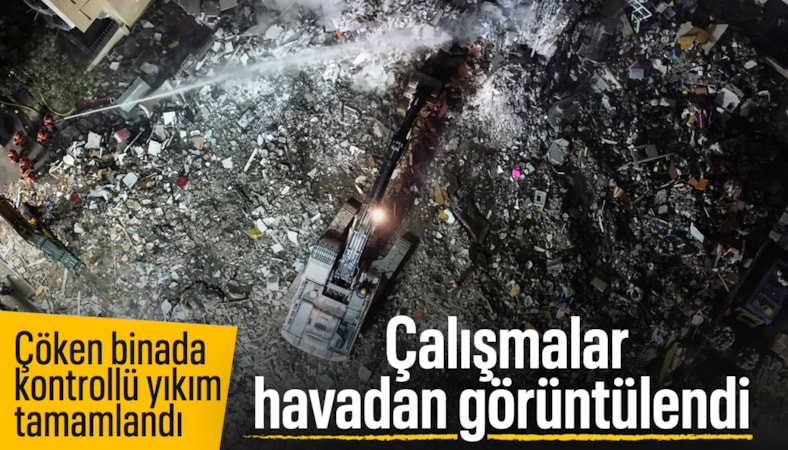 Maltepe'deki göçükte devam eden çalışmalar, drone ile görüntülendi