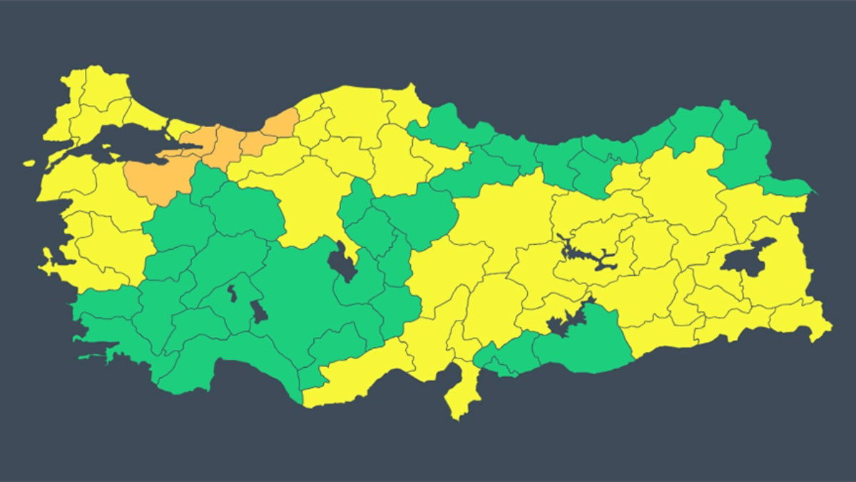 İstanbul'un da aralarında bulunduğu 48 il için sarı ve turuncu uyarı