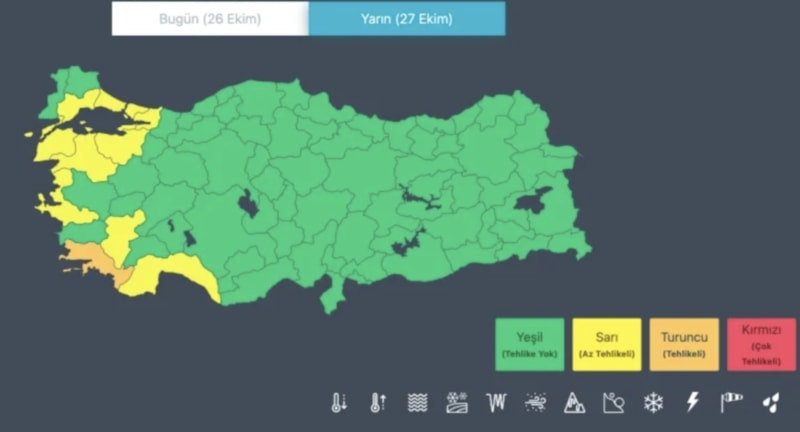 Meteorolojiden İstanbul dahil 10 ile sarı ve turuncu kodlu uyarı
