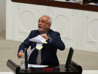 AK Partili Elitaş CHP'nin Man Adası belgelerini kürsüde yırttı