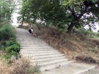 Merdivenden bisikletle inmeye çalışınca yaralandı