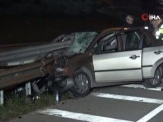Bursa'da aşırı hızlı sürücünün kafasına bariyer girdi