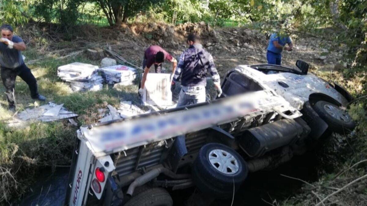 Aydın'da kamyonet su kanalına uçtu: 2 yaralı