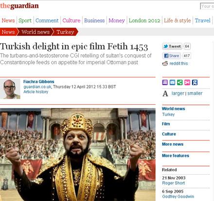 Gişe şampiyonu Fetih 1453 İngiliz gazetesinde manşet