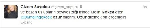 Gökçek'in Twitter'da tartıştığı kadın özür diledi