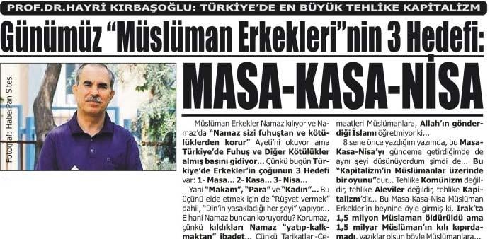 Kırbaşoğlu: Müslüman erkeklerin 3 hedefi var