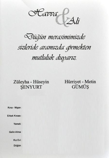 Şehit Astsubay Ali Gümüş'ün düğün davetiyesi