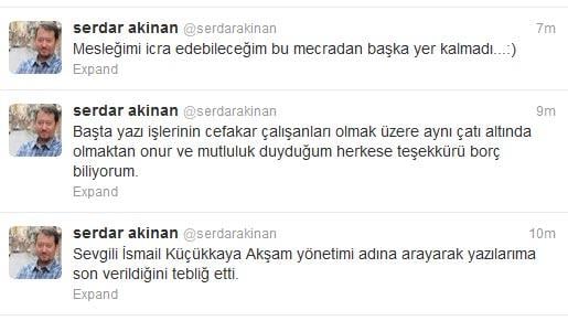 Serdar Akinan Akşam'dan kovuldu