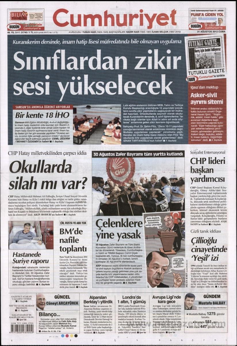 Cumhuriyet: Sınıflardan zikir sesleri yükselecek