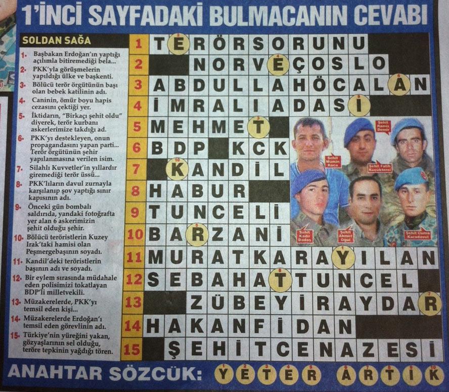 Sözcü'den çok konuşulacak bulmaca manşeti