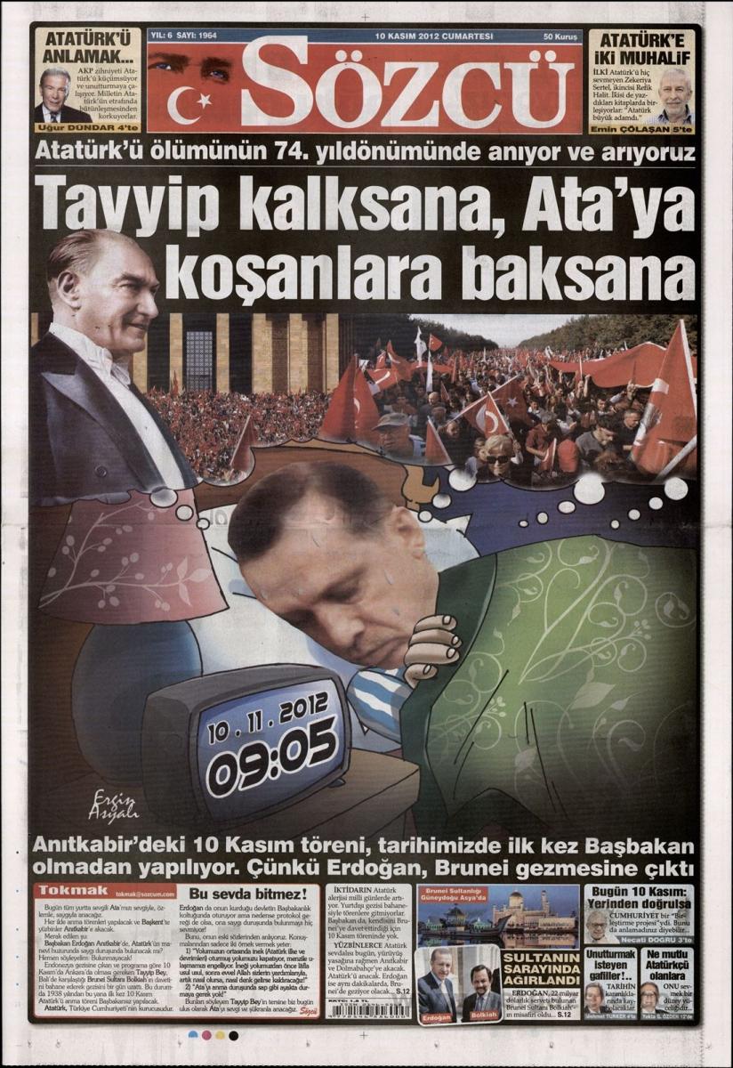Sözcü'den Erdoğan'lı 10 Kasım manşeti