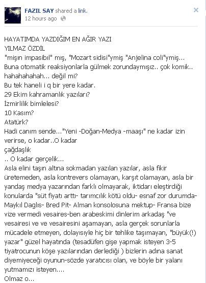 Fazıl Say'dan Yılmaz Özdil'e: Defol git koyunlar