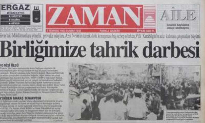 Zaman Sivas katliamı dedi
