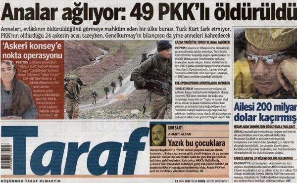 Taraf'ın en çok konuşulan manşetleri