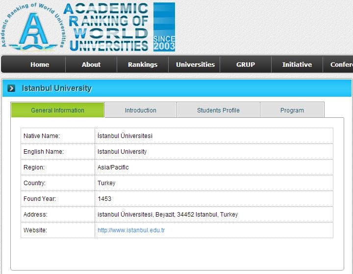 İlk 500'de İstanbul Üniversitesi var