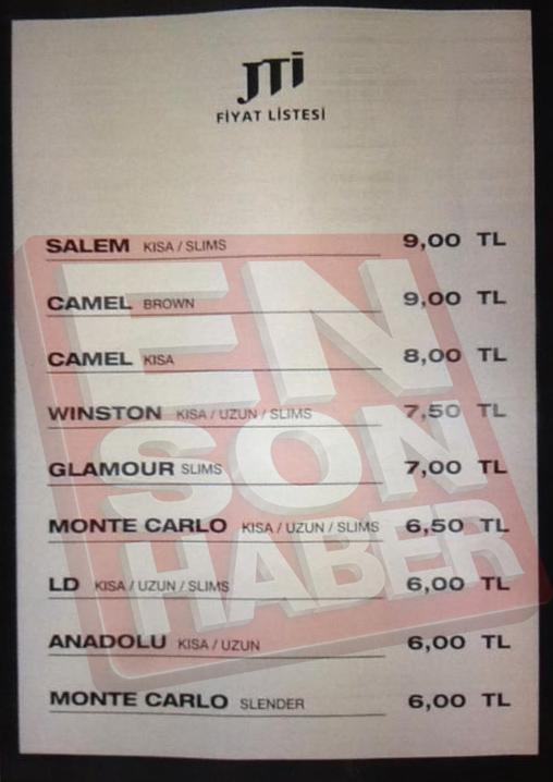 2013'ün zamlı sigara fiyatları