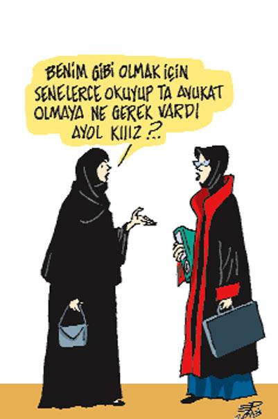 Milliyet'te tepki çeken başörtüsü karikatürü