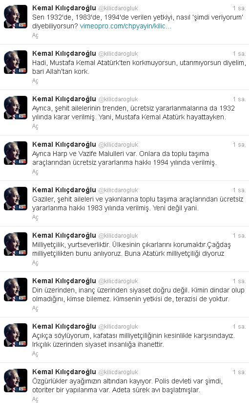 Kılıçdaroğlu'ndan Başbakan'a Atatürk'ten kork tweeti